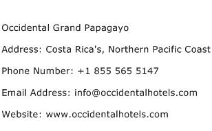 Occidental Grand Papagayo Address Contact Number