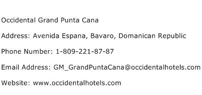 Occidental Grand Punta Cana Address Contact Number