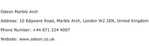 Odeon Marble Arch Address Contact Number