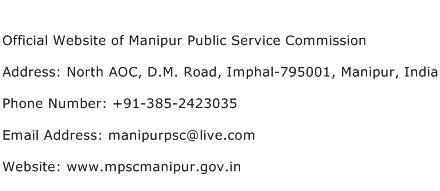 Official Website of Manipur Public Service Commission Address Contact Number