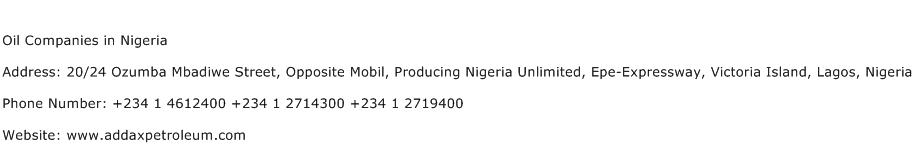 Oil Companies in Nigeria Address Contact Number