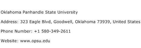 Oklahoma Panhandle State University Address Contact Number