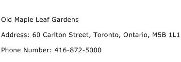 Old Maple Leaf Gardens Address Contact Number