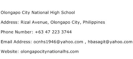 Olongapo City National High School Address Contact Number