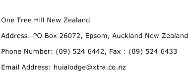 One Tree Hill New Zealand Address Contact Number