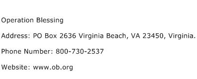 Operation Blessing Address Contact Number