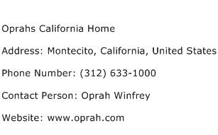 Oprahs California Home Address Contact Number