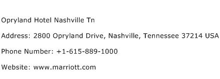 Opryland Hotel Nashville Tn Address Contact Number
