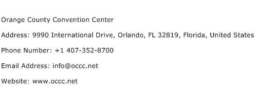 Orange County Convention Center Address Contact Number