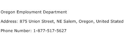 Oregon Employment Department Address Contact Number