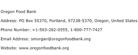 Oregon Food Bank Address Contact Number