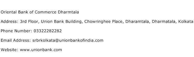 Oriental Bank of Commerce Dharmtala Address Contact Number
