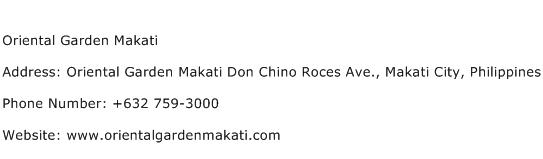 Oriental Garden Makati Address Contact Number