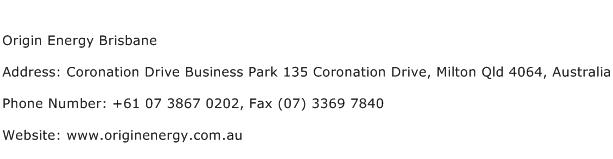 Origin Energy Brisbane Address Contact Number