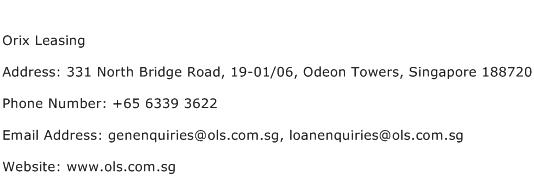 Orix Leasing Address Contact Number