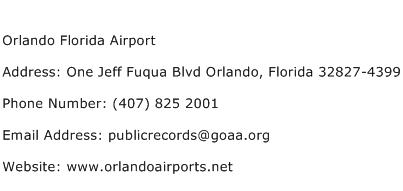 Orlando Florida Airport Address Contact Number