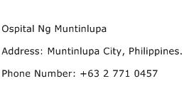 Ospital Ng Muntinlupa Address Contact Number