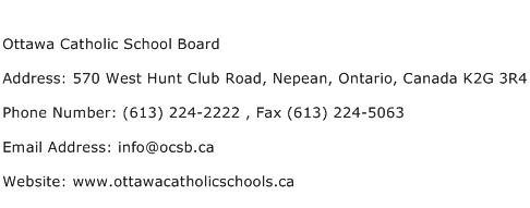 Ottawa Catholic School Board Address Contact Number