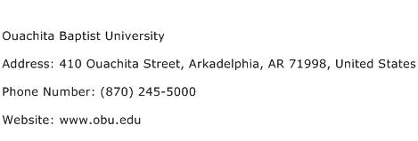 Ouachita Baptist University Address Contact Number
