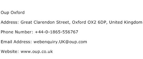 Oup Oxford Address Contact Number