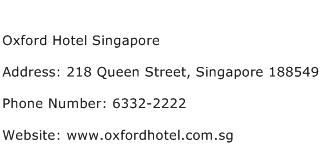 Oxford Hotel Singapore Address Contact Number