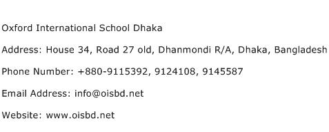 Oxford International School Dhaka Address Contact Number