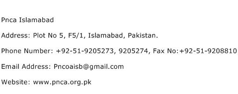 PNCA Islamabad Address Contact Number