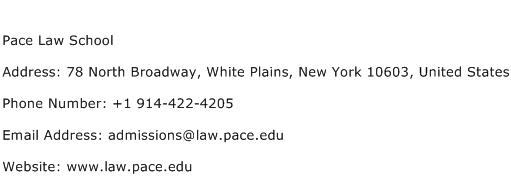 Pace Law School Address Contact Number