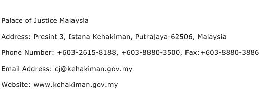 Palace of Justice Malaysia Address Contact Number