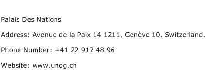 Palais Des Nations Address Contact Number