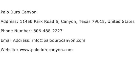 Palo Duro Canyon Address Contact Number