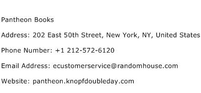 Pantheon Books Address Contact Number
