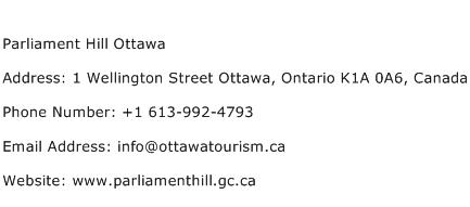 Parliament Hill Ottawa Address Contact Number