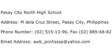 Pasay City North High School Address Contact Number