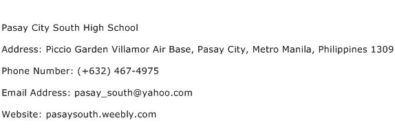 Pasay City South High School Address Contact Number