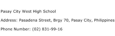 Pasay City West High School Address Contact Number