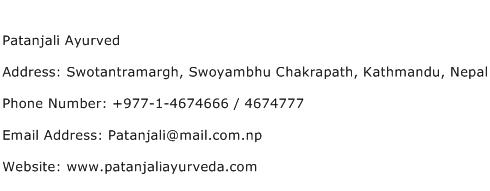 Patanjali Ayurved Address Contact Number