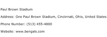 Paul Brown Stadium Address Contact Number