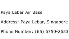 Paya Lebar Air Base Address Contact Number
