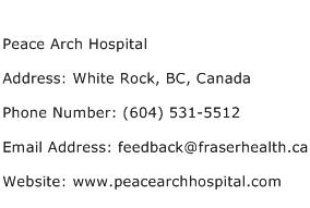 Peace Arch Hospital Address Contact Number