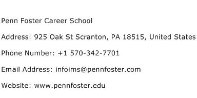 Penn Foster Career School Address Contact Number