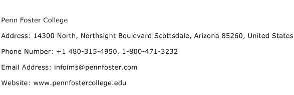 Penn Foster College Address Contact Number