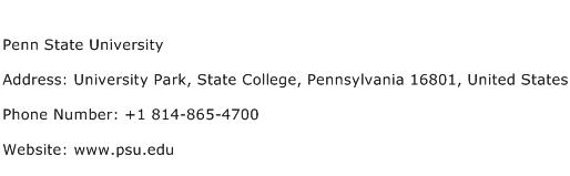 Penn State University Address Contact Number