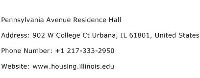 Pennsylvania Avenue Residence Hall Address Contact Number