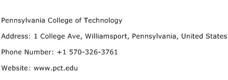 Pennsylvania College of Technology Address Contact Number