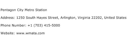 Pentagon City Metro Station Address Contact Number