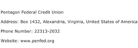 Pentagon Federal Credit Union Address Contact Number