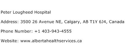 Peter Lougheed Hospital Address Contact Number