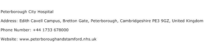 Peterborough City Hospital Address Contact Number