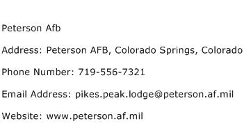 Peterson Afb Address Contact Number